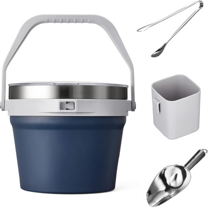 7L Vacuum Insulated Ice Bucket with Lid and Scoop&Tong