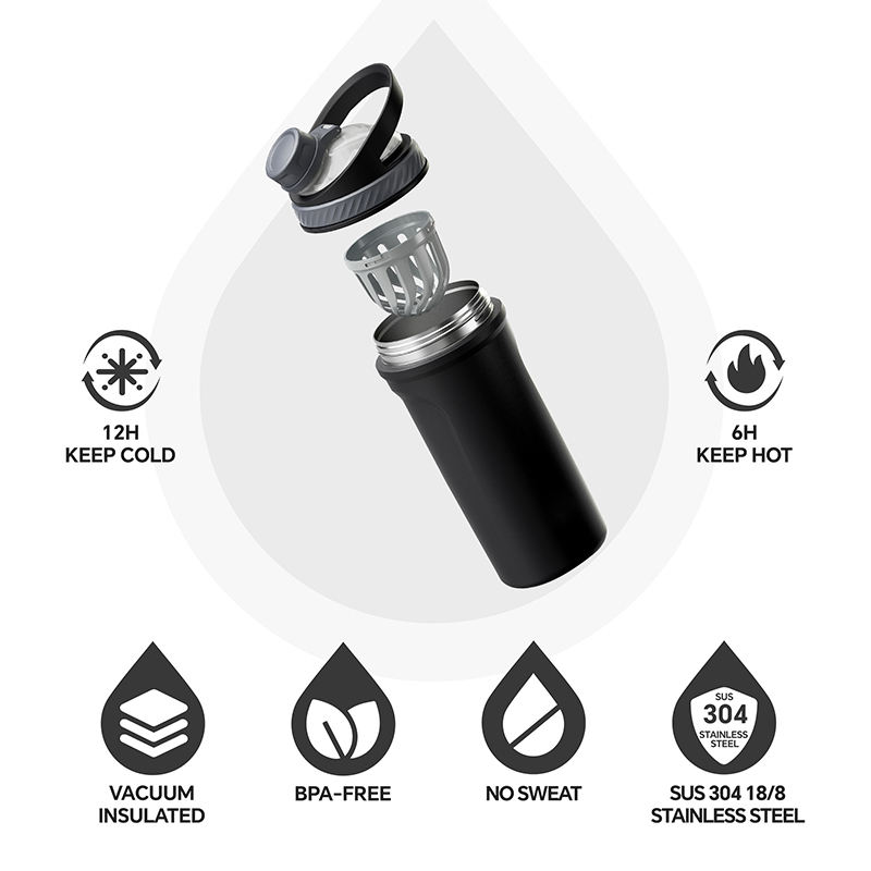24oz Vacuum Insulated Stainless Steel Shaker Bottle
