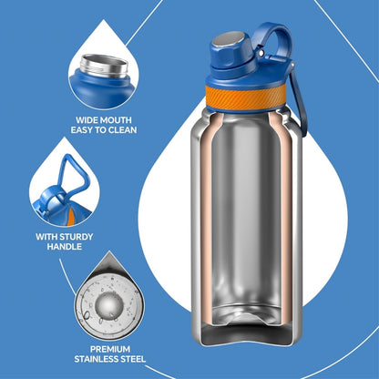 32oz Vacuum Insulated Stainless Steel Water Bottle with 3 Leak-Proof Lid Options