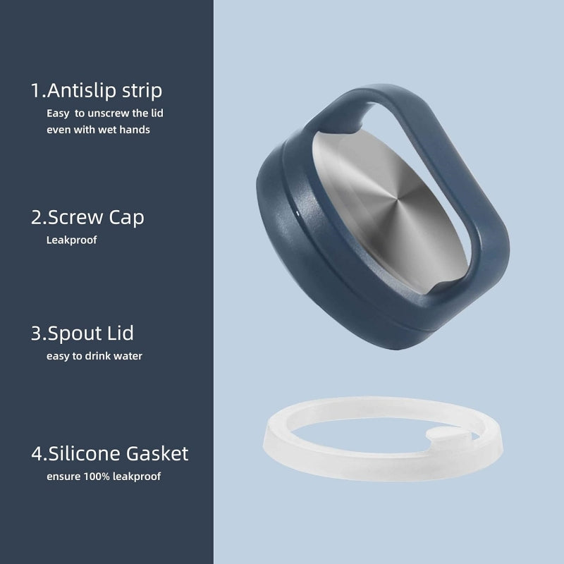 32oz Vacuum Insulated Stainless Steel Water Bottle with 3 Leak-Proof Lid Options