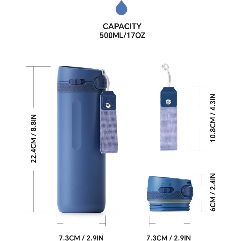 17oz Vacuum Insulated Stainless Steel Coffee Tumbler with Push Button Lid & Leakproof