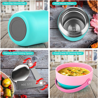 16oz Insulated Food Jar with Foldable Spoon