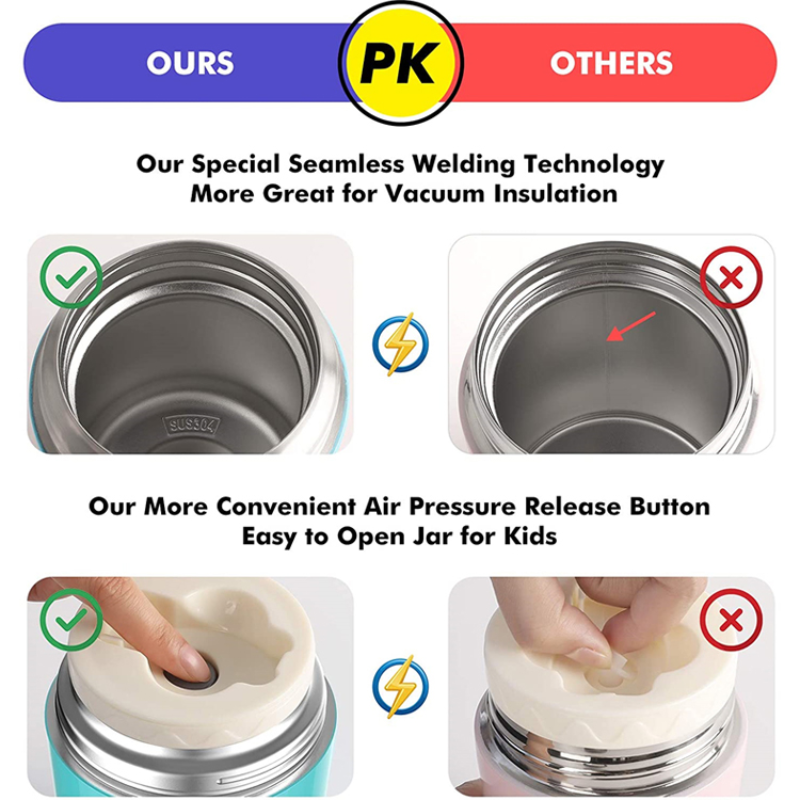 16oz Insulated Food Jar with Foldable Spoon